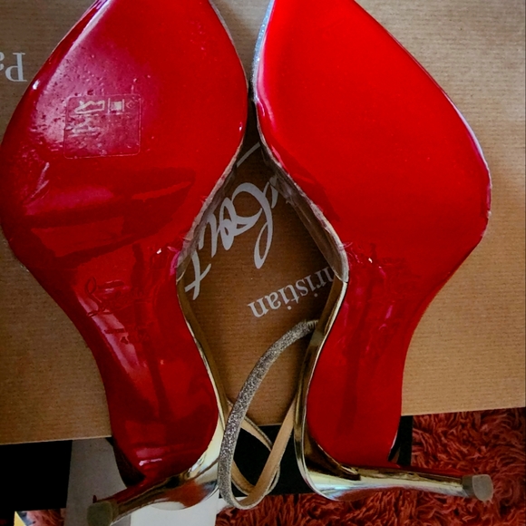 Christian Louboutin Optisexy 100 Glit Mini/PVC/Spec Ivory/Light GOLG heels - Picture 4 of 7